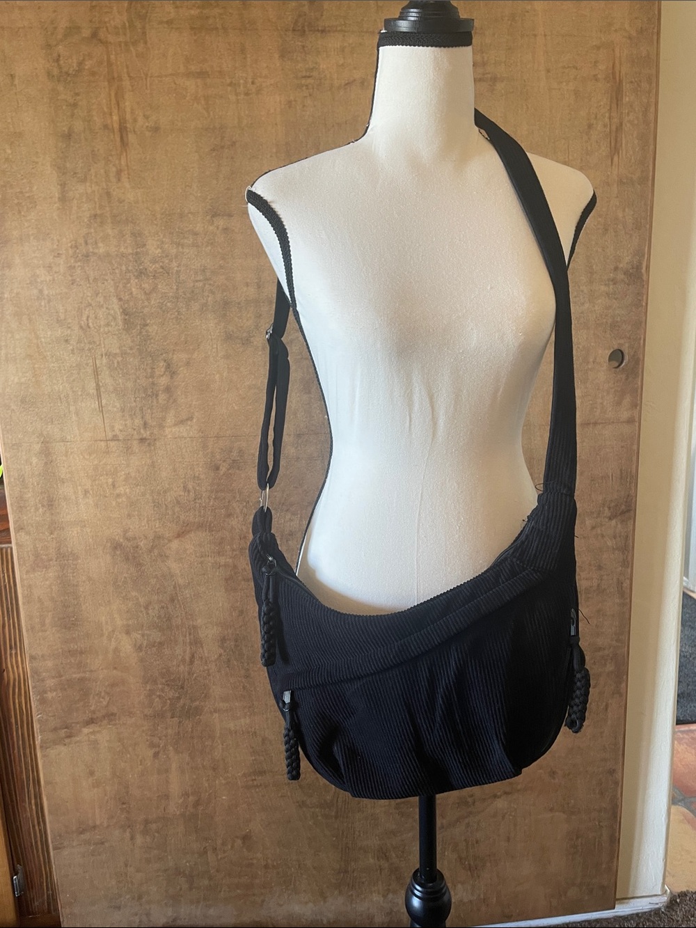 Black Corduroy Boho Bag